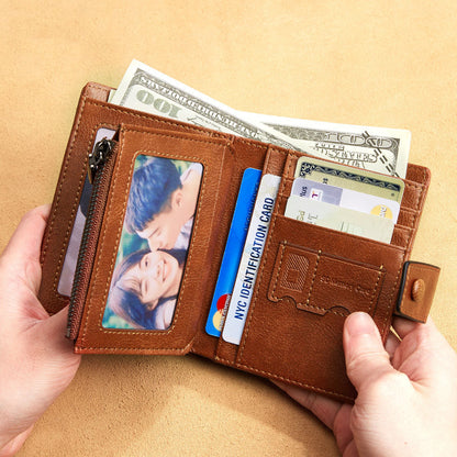 mens leather wallet three fold multi card space