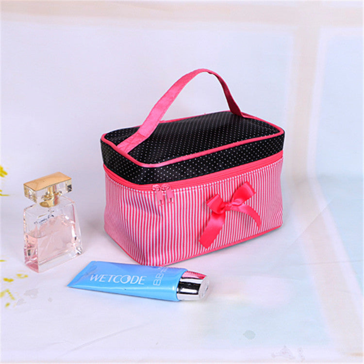 material stripe multi color large capacity storage cosmetic bag