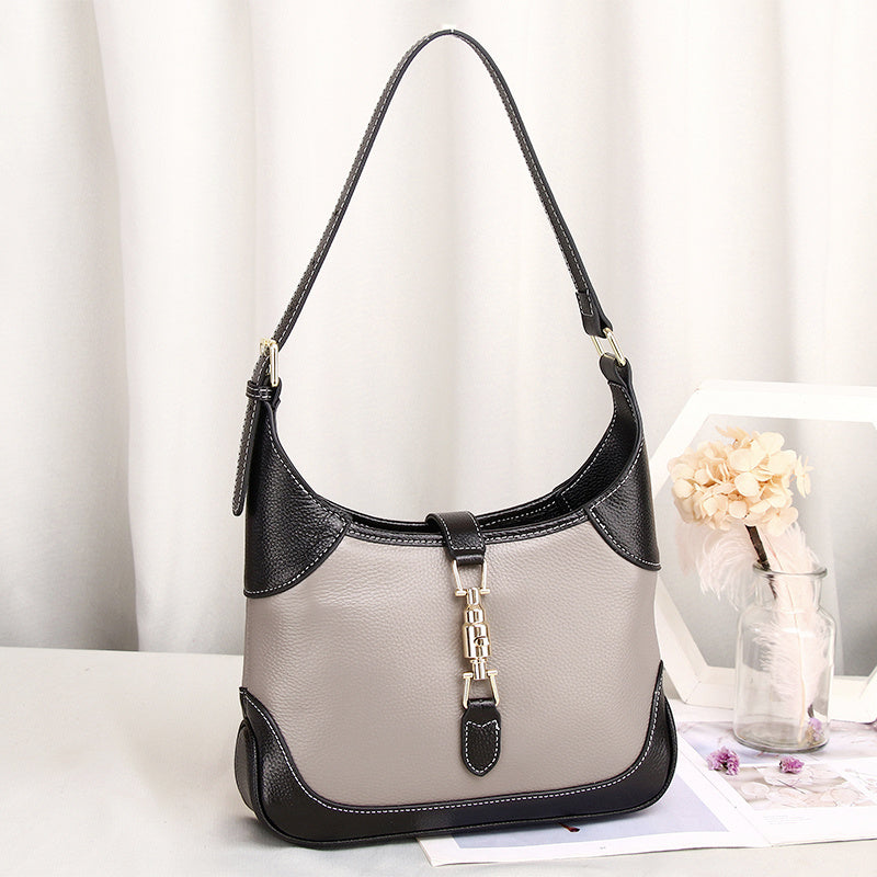 leather shoulder small female cowhide soft leather armpit bag