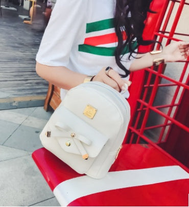 spring and summer new womens bag retro fashion backpack korean version of the bow student bag travel backpack