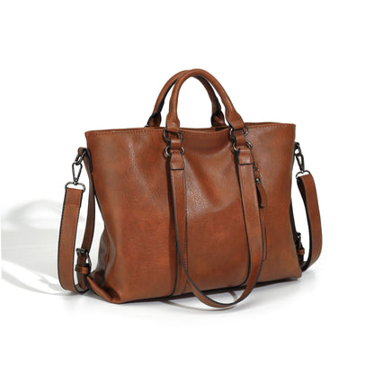 soft leather large capacity totes one shoulder portable