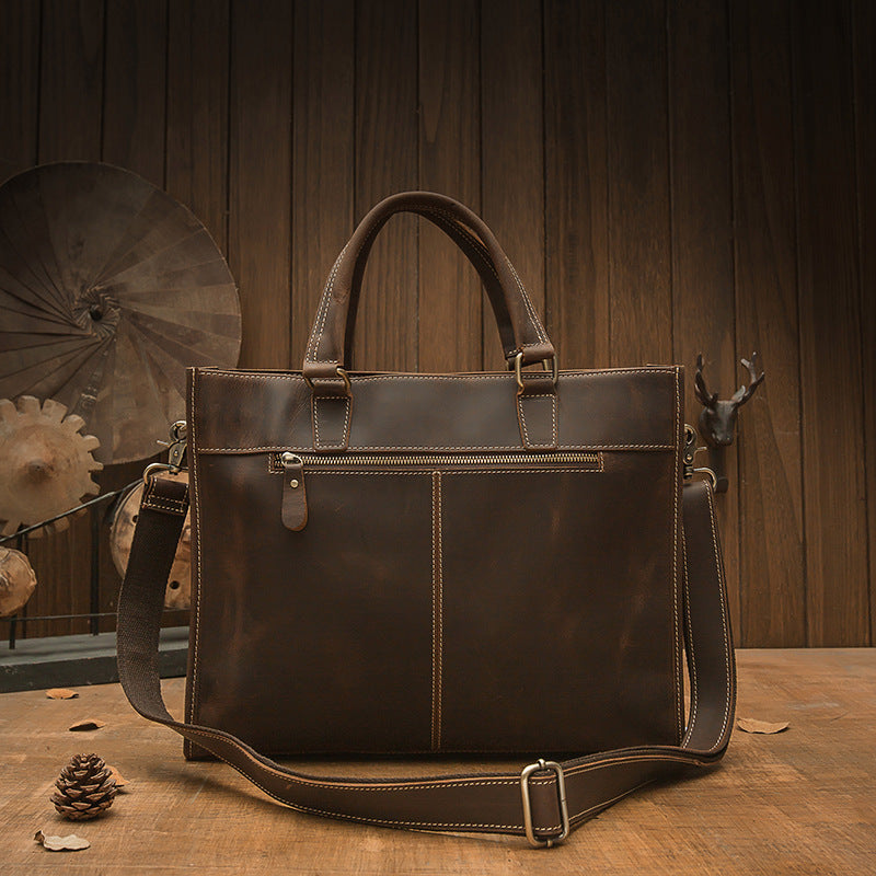 handmade vintage leather mens briefcase