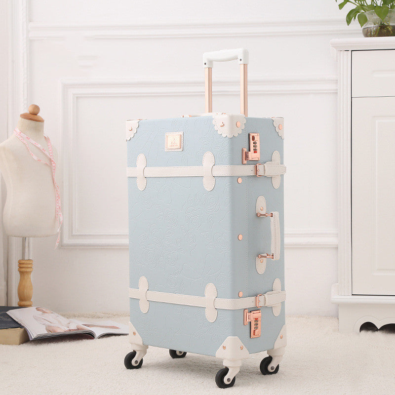 retro ladies luggage trolley suitcase