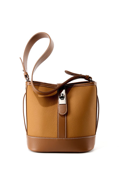 top layer cowhide bucket bag all match genuine leather womens messenger bag