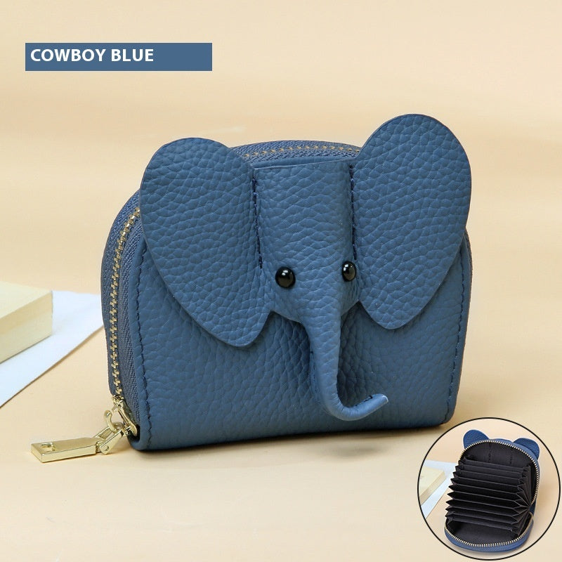 leather organ card holder bags creative elephant zipper wallet fashion bag