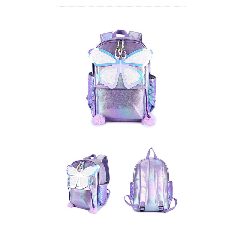 sequined butterfly cute backpack female korean style student schoolbag female