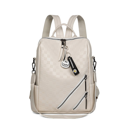 fashion checkerboard backpack casual shoulder bag all match shopping travel bags for women