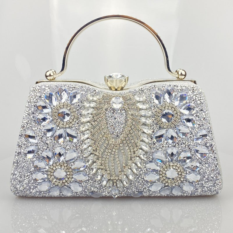 womens shiny banquet clutch horizontal square