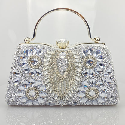 womens shiny banquet clutch horizontal square