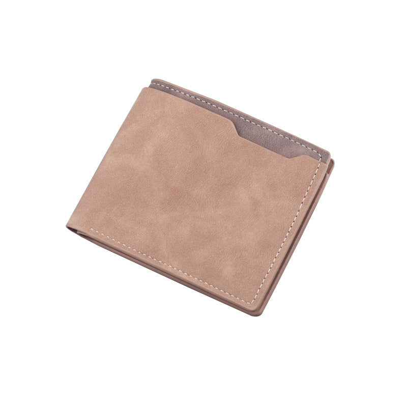 mens short wallet two fold half fold frosted