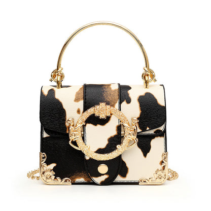 factory wholesale cow pattern handbag women casual chain messenger bag