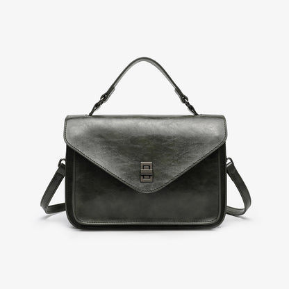 Oil-waxed Leather Vintage New Style Minimalist Fashionable Elegant Womens