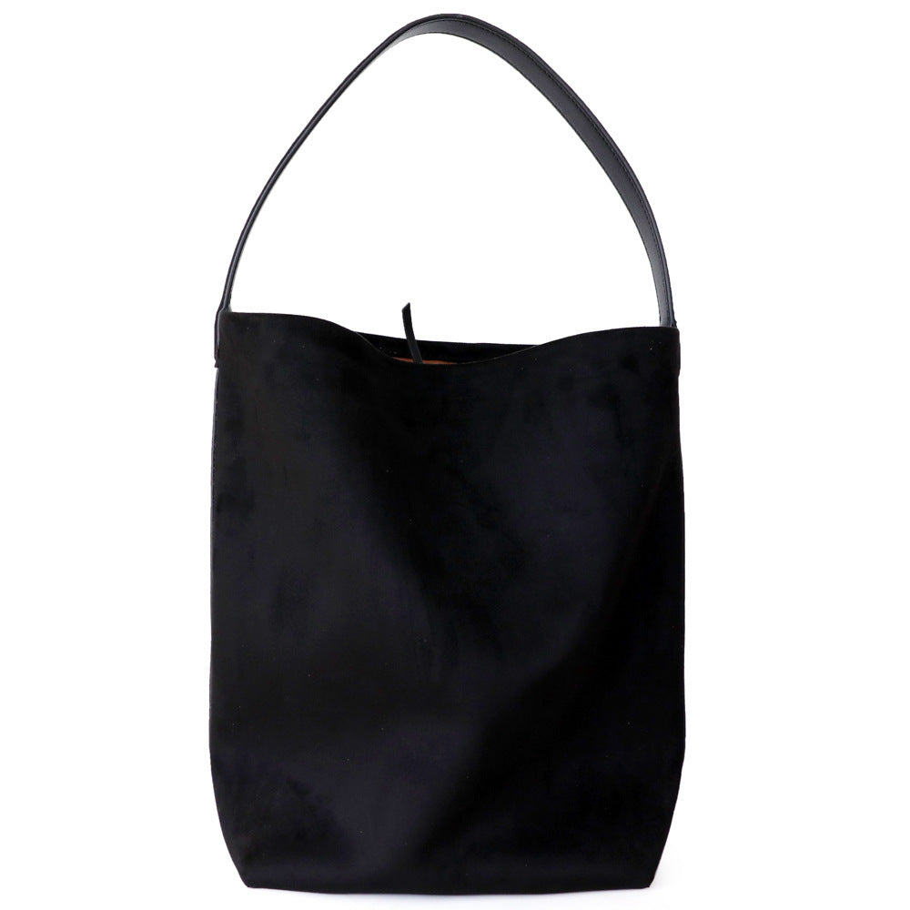 idle style large capacity suede cowhide bucket bag