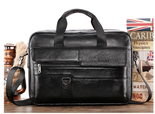 leather mens briefcase top layer cowhide messenger bag large capacity single shoulder bag business multi function