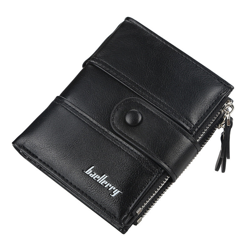 mens new double zipper creative short wallet