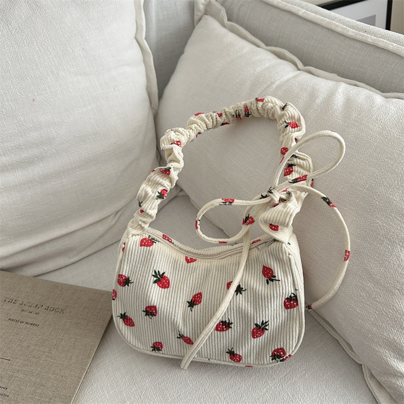 Casual Trendy Small Square Bag Corduroy Versatile Commuter Shoulder Bag