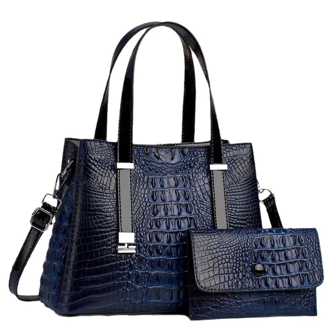 womens fashion crocodile pattern large capacity combination bags