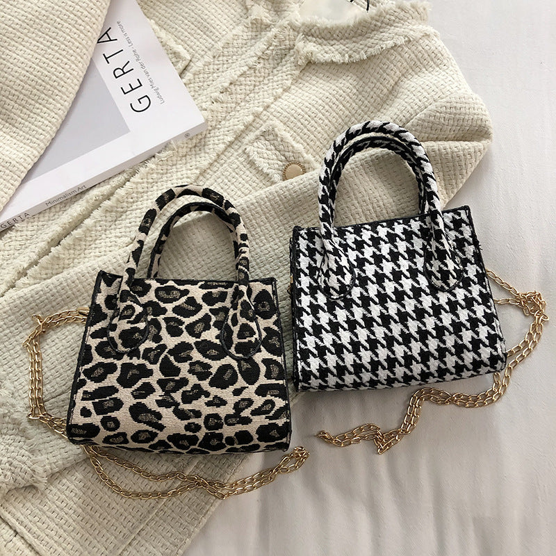 handbags houndstooth chain trendy one shoulder messenger bag