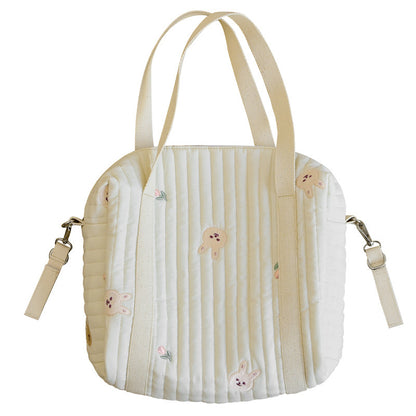 zipper embroidered quilted mommy bag