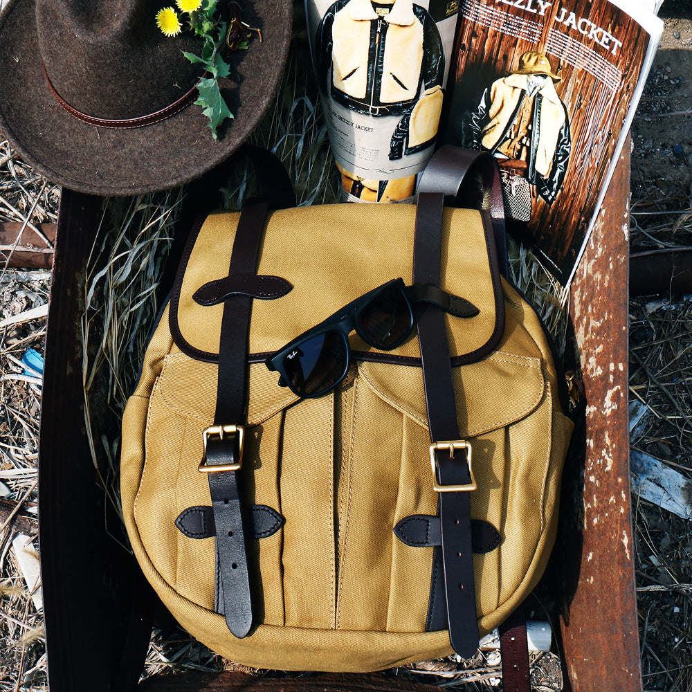 american retro heavy oil wax canvas backpack