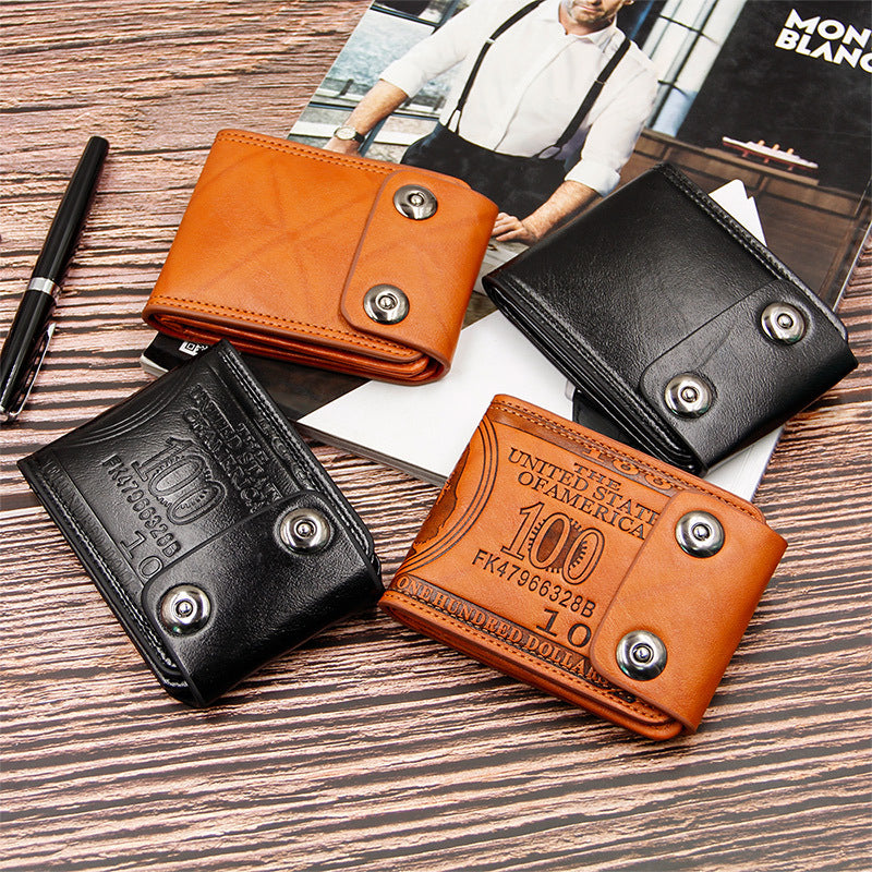 new mens wallet short multifunctional fashion casual double snap