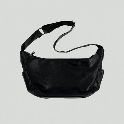 large capacity riding commuter shoulder simple style mens pu leather messenger bag