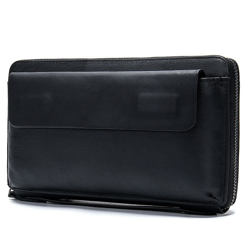 mens wallet leather long zipper clutch leather multi card position youth trendy wallet