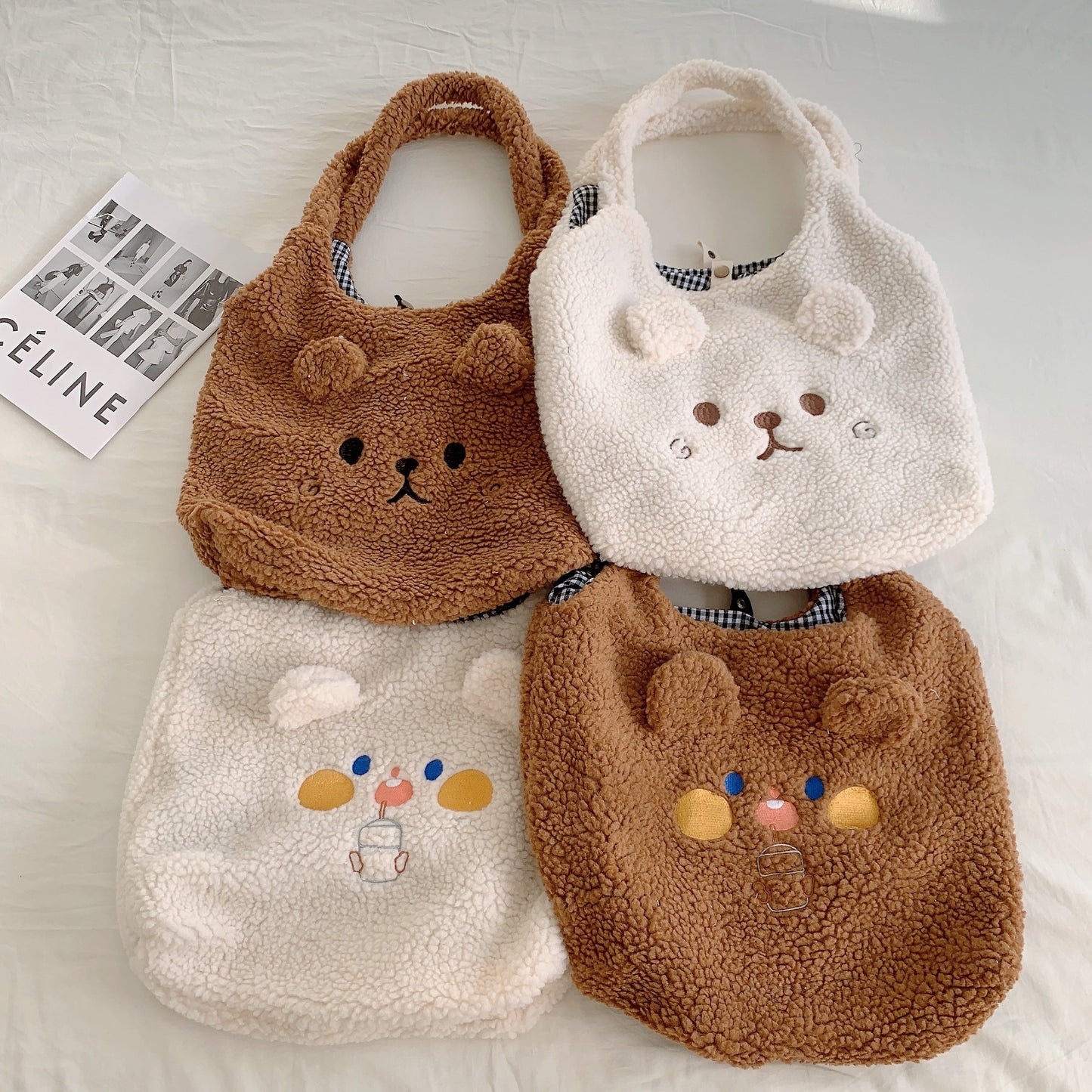 cute plush large capacity tote