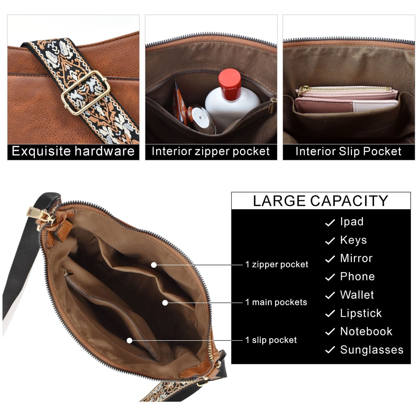 wide shoulder strap large capacity multi functional stitching shoulder bag