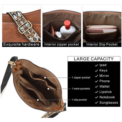 wide shoulder strap large capacity multi functional stitching shoulder bag