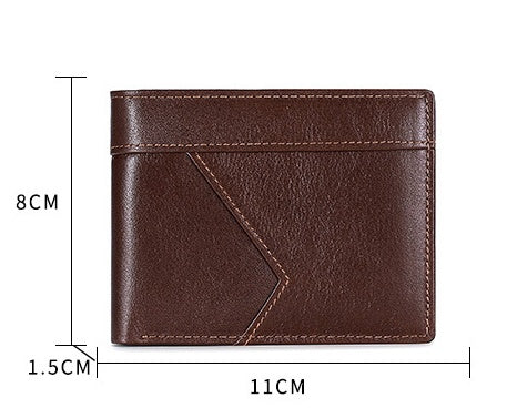 anti magnetic theft brush retro oil leather wallet smooth touch rfid business men standard wallet with photo window