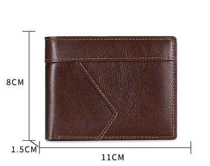 anti magnetic theft brush retro oil leather wallet smooth touch rfid business men standard wallet with photo window