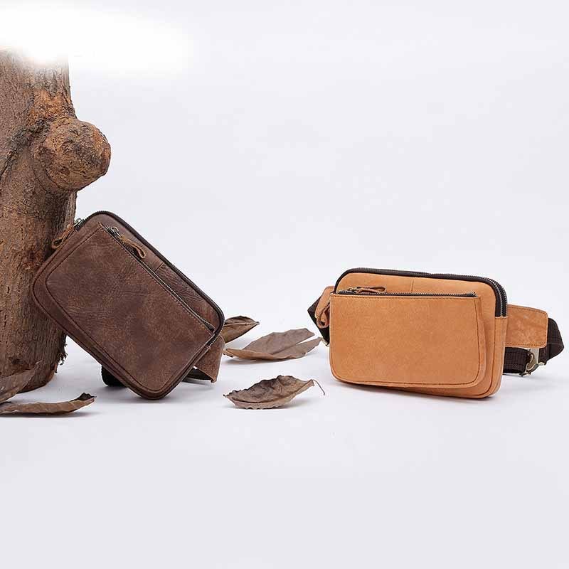 men waist bag pack casual functional money phone belt bag male unisex sling bag for belt leather hip bag chest phone purse