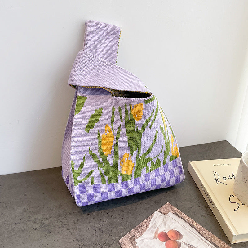 Cute Cartoon Wool Kitty Knitted Bag Women's Off-street Handbag