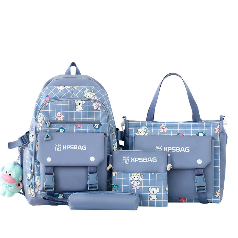 Backpack Primary School Girls Schoolbag Women's Four-piece Set