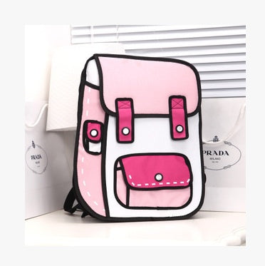 country comics student package two yuan backpack 3d backpack card ventilation computer bag oxford cloth bag personality