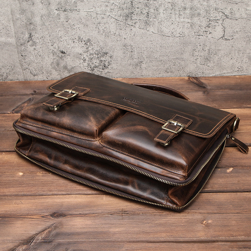 leather mens business briefcase