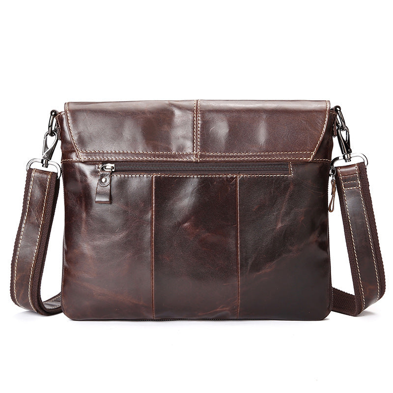 the first layer of oil wax leather one shoulder mens diagonal bag