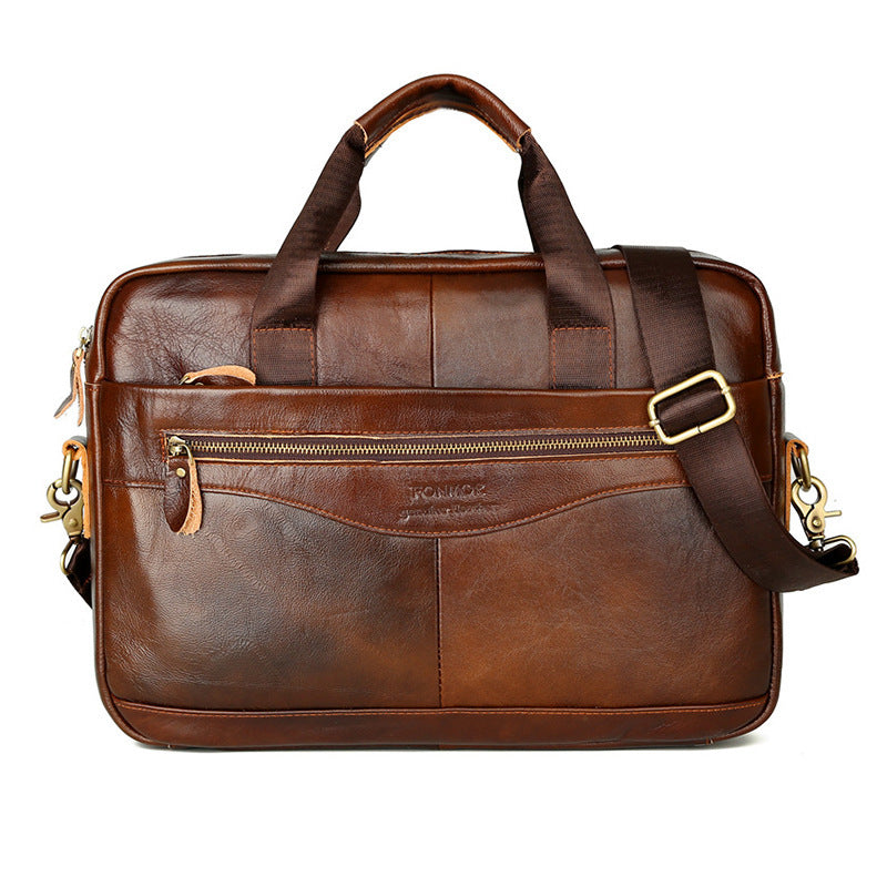 cowhide mens horizontal business bag