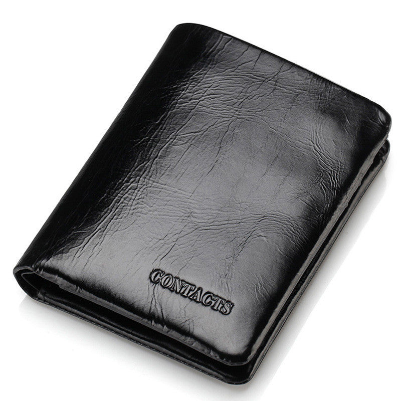 genuine leather mens wallet fashion oil wax leather