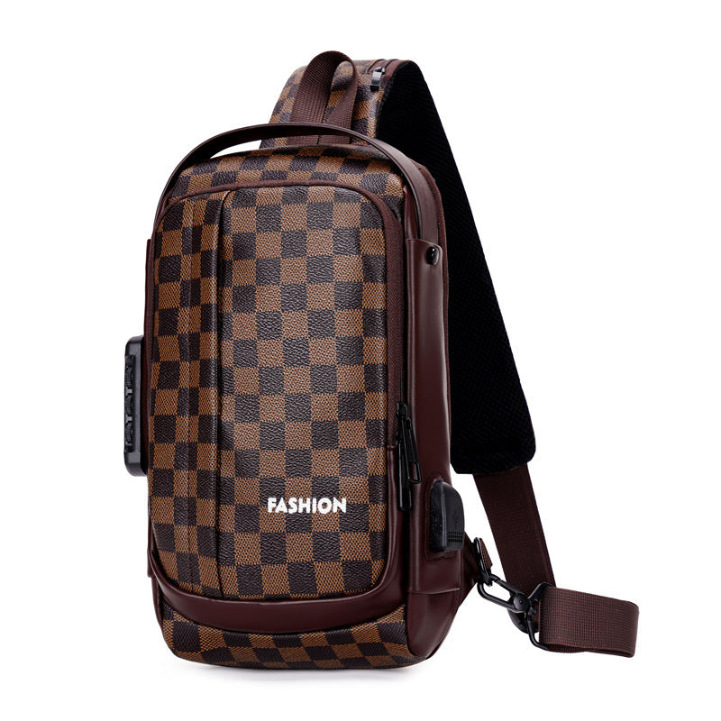 mens chest bag password lock mens messenger bag travel leisure