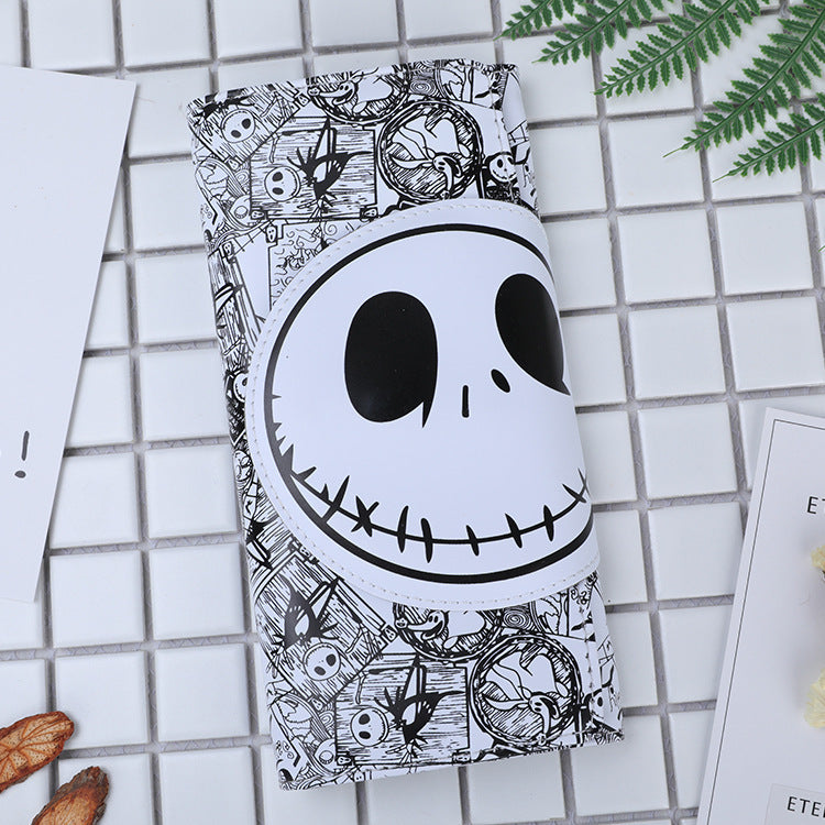 skull long buckle wallet clutch