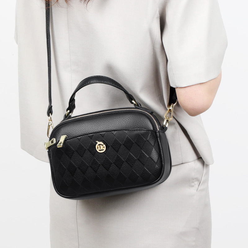 womens handbag multi layer large capacity soft leather embossed shoulder messenger bag womens bag fashion
