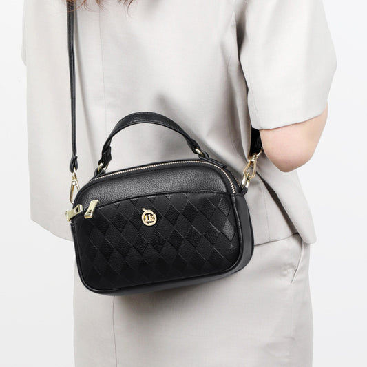 womens handbag multi layer large capacity soft leather embossed shoulder messenger bag womens bag fashion