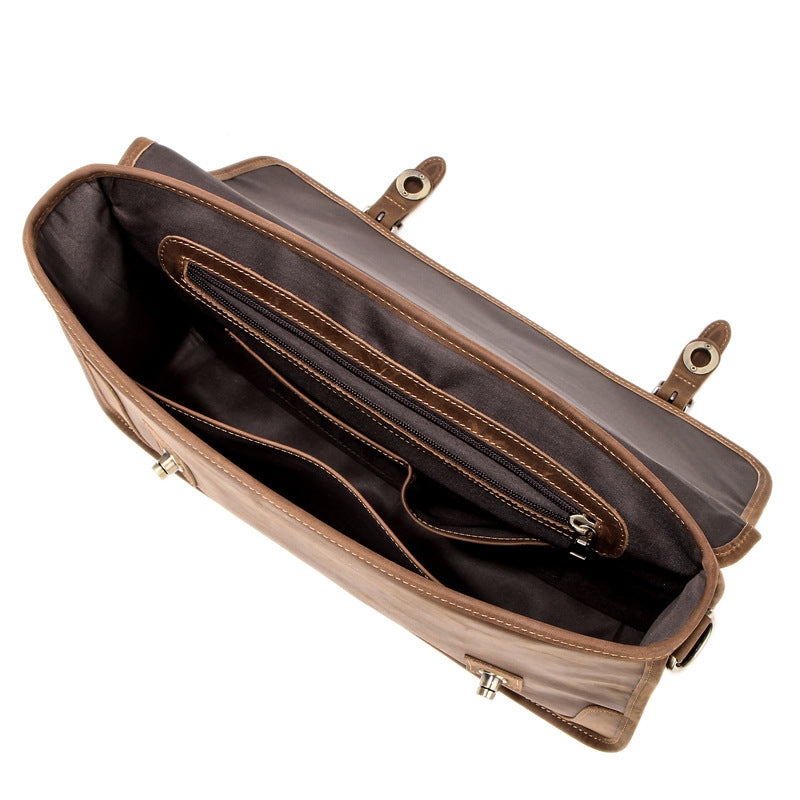 vintage leather business briefcase european and american large capacity mens diagonal cross