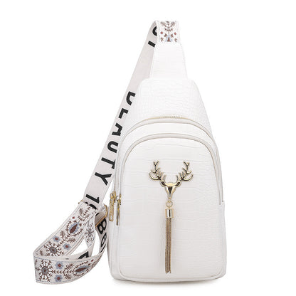 deer tassel design crossbody bag fashion letter embroidery chest bags for women