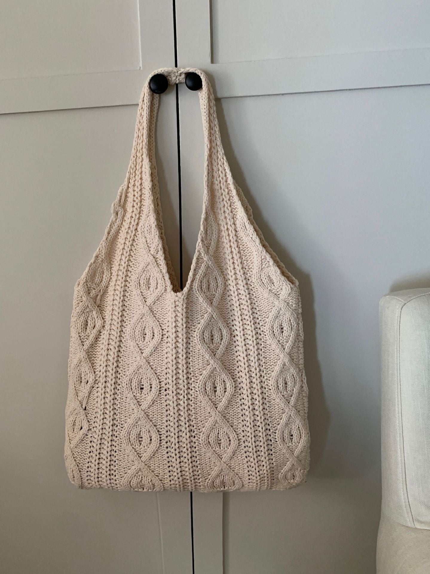 retro knitted bag handmade wool weaving