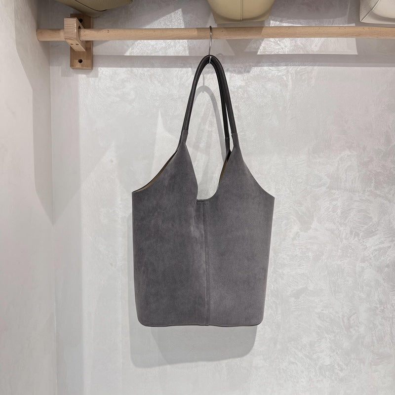 Deer-skin Suede Bucket BagAutumnwinter Underarmshoulder Bag For Women