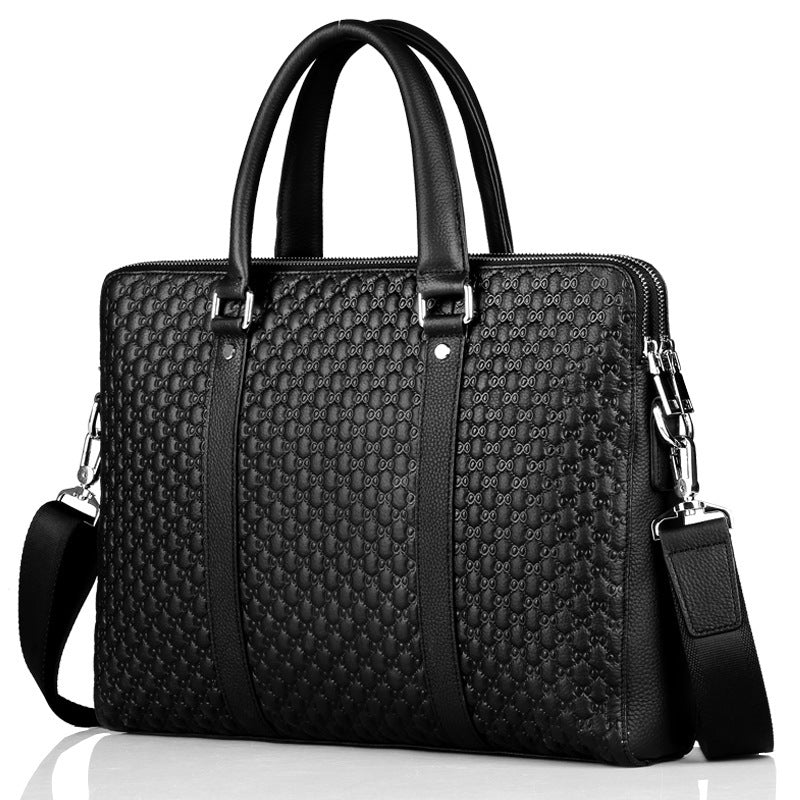 fashion leather mens bag horizontal business briefcase