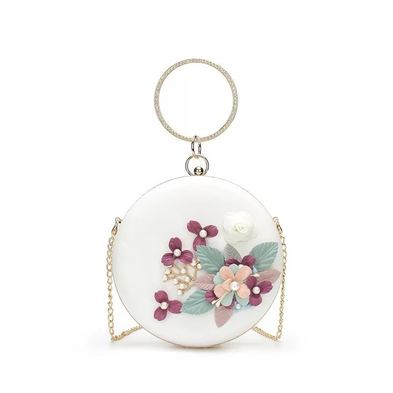cross border flower dinner stylish round banquet handbag